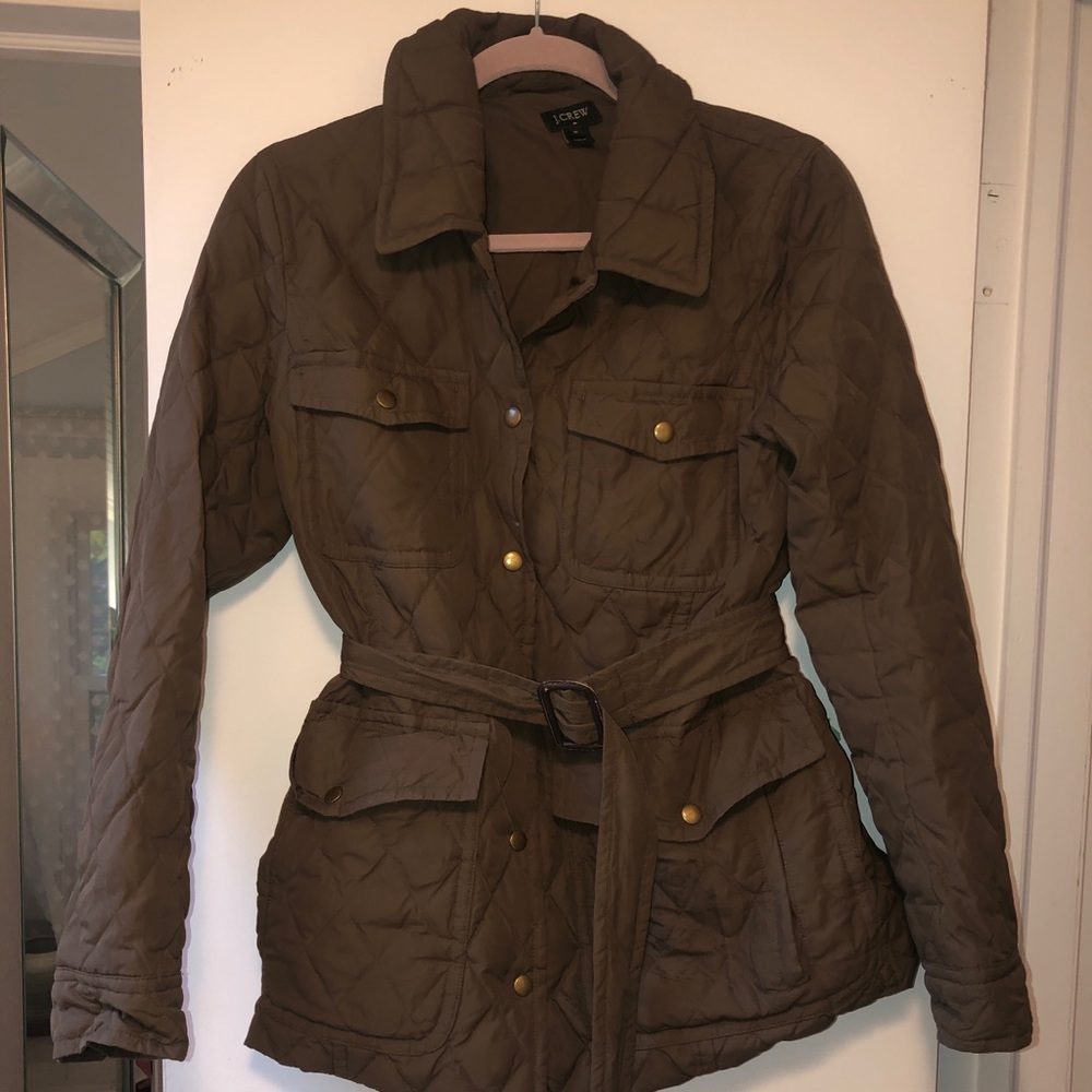 J Crew: Green Quilted Jacket